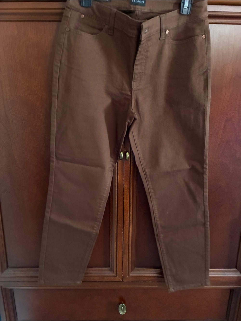 Talbots Brown Cotton Blend Pants slim ankle, Jean